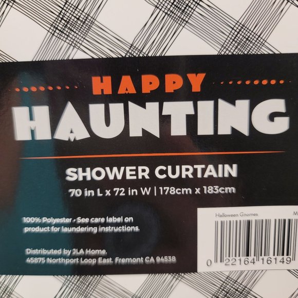 🎃 Halloween Gnome Shower Curtain Witch Pumpkin Star Moon Bat Web Fall Autumn - Picture 6 of 6